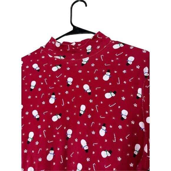 Croft & Barrow Christmas Snowman Turtleneck Long Sleeve Top Size L - Picture 2 of 7